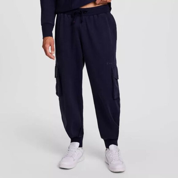 Champion Men's Washed Cargo Fleece Jogger Pants -Navy